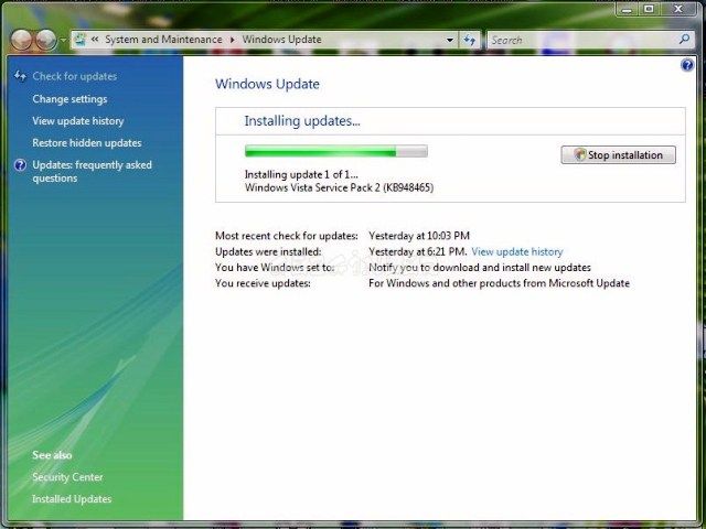 Windows Vista Service Pack 2 Ekran Görüntüsü - Gezginler