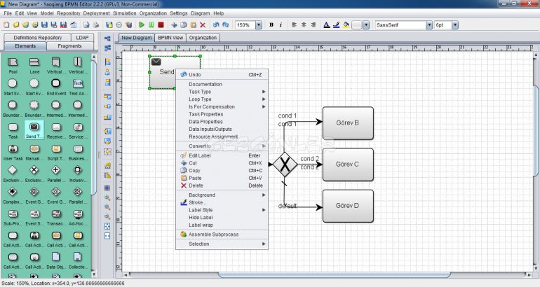 Yaoqiang BPMN Editor Ekran Görüntüsü - Gezginler